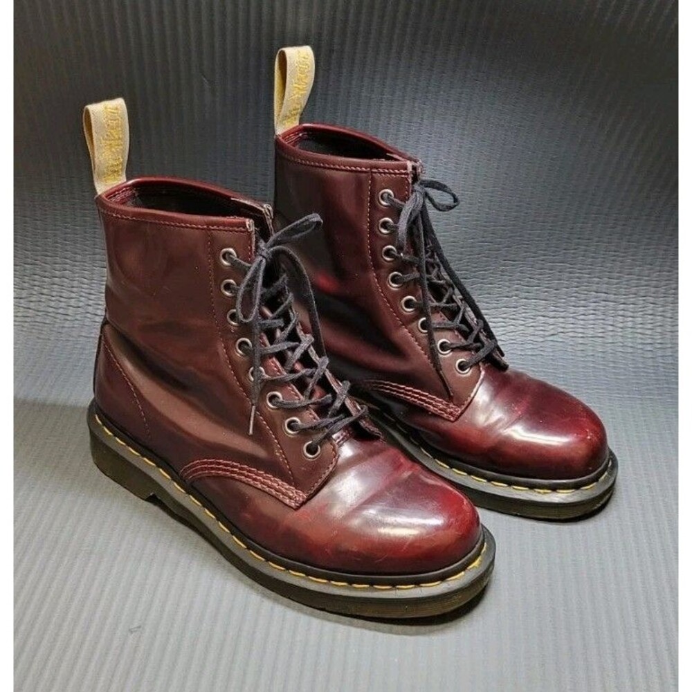 Dr Martens Docs Burgundy Combat Moto Boots US M 7, L 8 23756